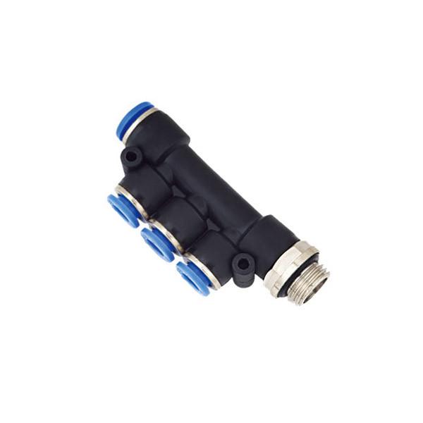 PKB - G Type Five Way male G thread Equal Tee Brass Plastic Air Tube Fitting