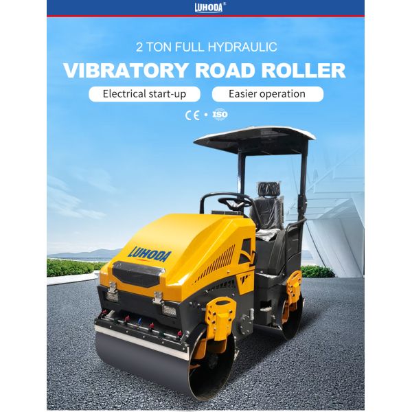 New 2Ton Ride-on Road Roller Construction Machinery Hydraulic Small Road Roller Diesel Double Drum Roller Compactor