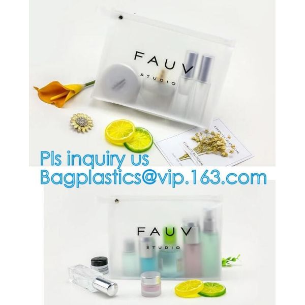 vinyl travel cosmetic bag, Frosted Slider Zipper PVC Bag for Clothes Packaging, PVC/EVA vinyl slider top zipper bag for