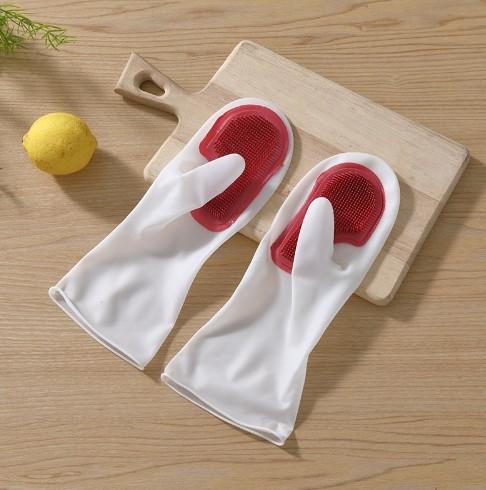 Factory Wholesale Bpa Free  Kitchen Utensils Waterproof Silicone Scrubber For Washing Cleaning Dishes Household Gloves