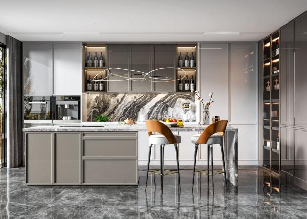 Custom Modular Modern Contemporary Kitchen Cabinets Elegant Wood For Hotel