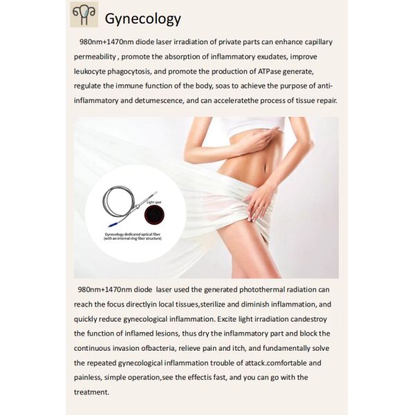 Fat Lipolysis Laser Machine Face Lifting Liposuction 1470nm 980nm Diode Laser Gynecology
