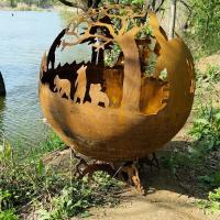 Ignição manual Poço de fogo de aço corten redondo 3 mm Espessura 60 cm
