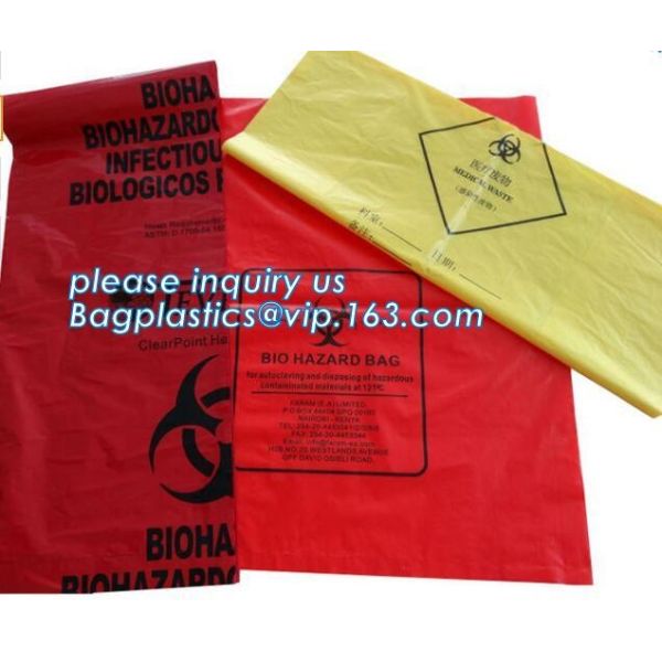 Biodegradable Medical Biohazard Waste Bag- Cheap Price, LDPE Medical Biohazard Waste Plastic Trash Bags, pocket biohazar