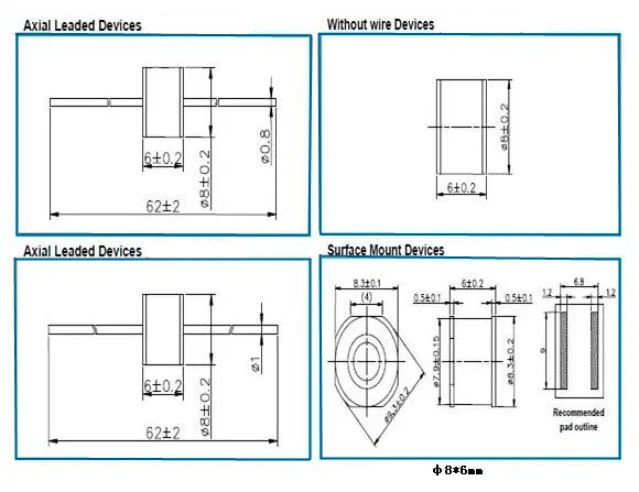 Diode Ceramic Discharge Tube 8*6mm 800V Lightning Protection Tube Axial Plug-In Series