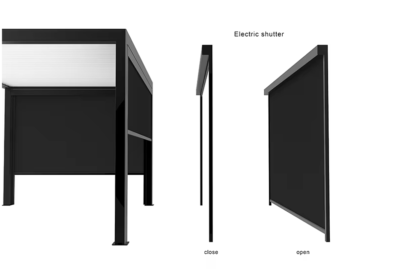 Оптовая торговля высококачественный занавес крыша наружных автоматических жалюзи балкон ветроустойчивый моторный павильон сад Моторизированные оконные шторы