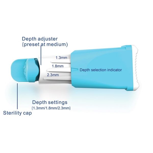 Ланцет крови 26G безопасности с 3 глубинами 1.3mm 1.8mm 2.3mm для диагностик крови