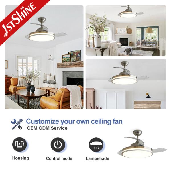 Retractable Ceiling Fan for Child Room Invisible Design Remote Control Safety Features
