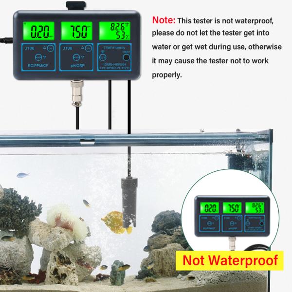 WiFi Tuya App Digital Multi-Function PH Meter 7-in-1 PH EC ORP TDS RH% CF Temperature  Online Tester Water Quality Analyzer