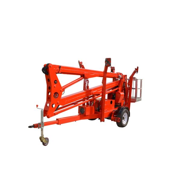 10m Max Platform Height Towable Boom Lift with Hydraulic Outriggers and Outrigger Interlocks