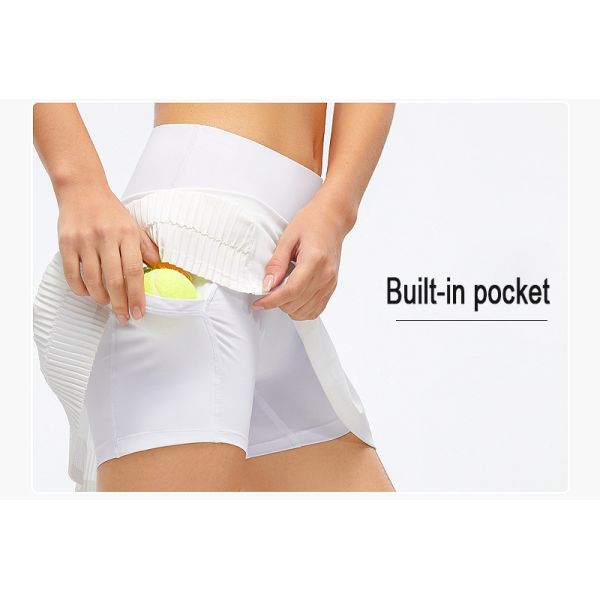 OEM White Nylon Spandex Golf Short Skirts Tennis Activewear With Pocket