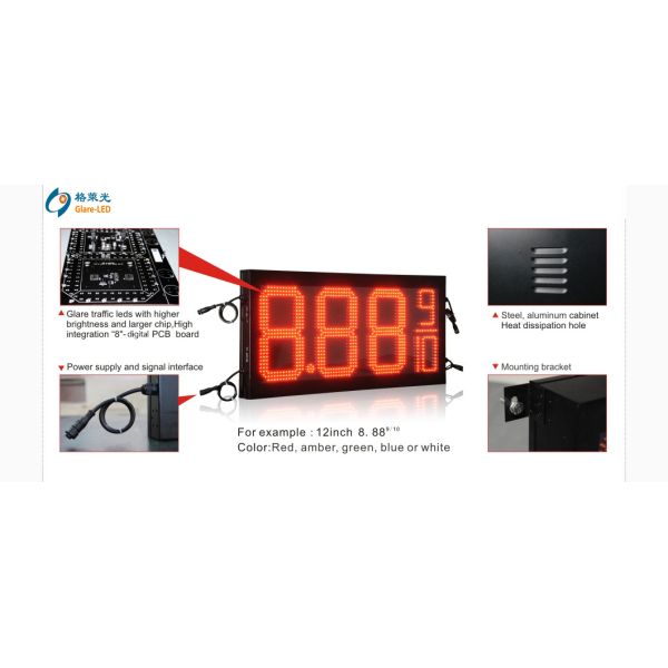 24-дюймовый цифровой светодиодный газовый знак для выставочного зала 5000 /м2 8000cd/м2 Яркость