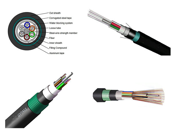 GYTA53 Loose Tube Direct Burial Outdoor Fiber Optic Cable 2 - 144 Strand Armored Ethernet Cable