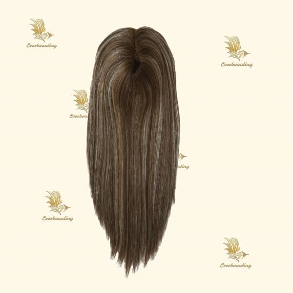 Muti-Color Silk Top Human Hair Topper with Bangs Length 16 inch