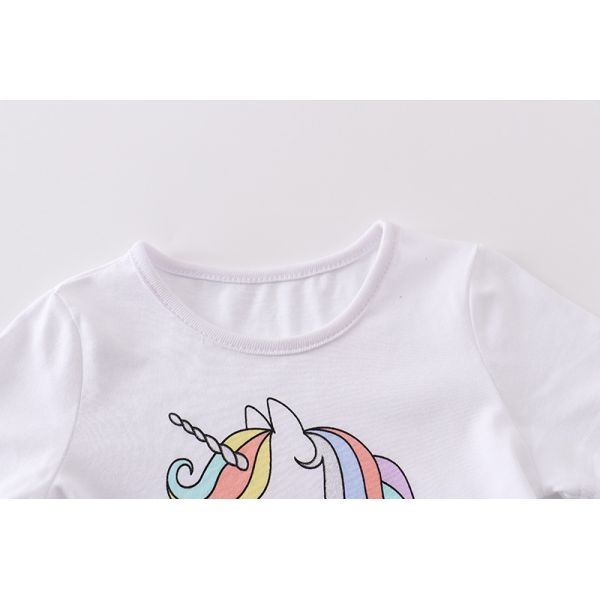 Summer Children's Clothing Cotton Fabric Dresses with Unicorn Printing Custom Wholesale Middle and Big Kids