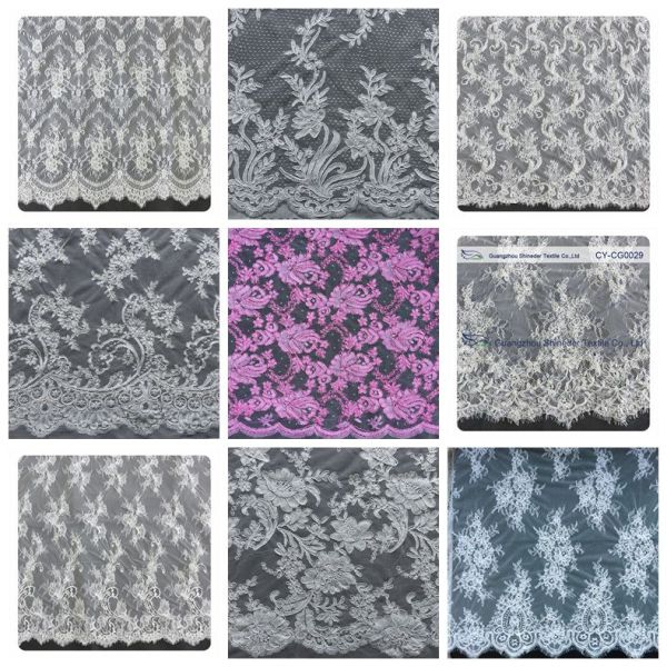 Elegant Cord Viscose Chantilly Lace / Embroidered Lace Fabric