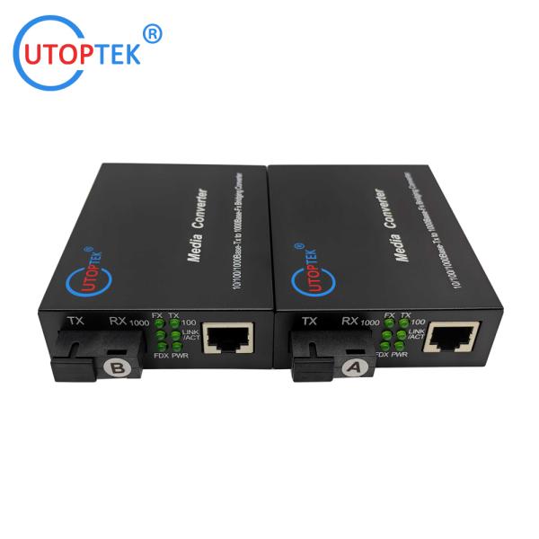 10/100/1000Mbps SM Bidi 20km 1310/1490nm Fast Ethernet Fiber media converter for CCTV Network using