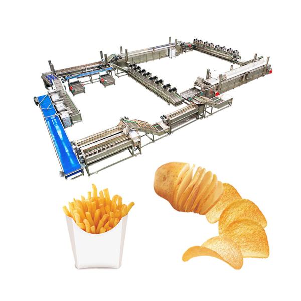 Linha automática de produção de batatas fritas para alta produtividade em plantas de processamento de carne