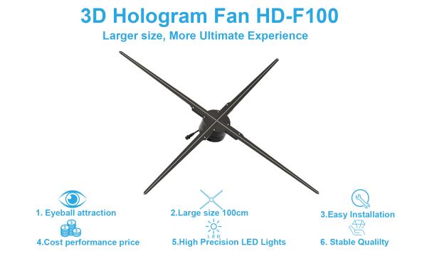 High Definition Combined Large Splicing Holographic Lamp Advertising Display 3d Hologram Projector Fan for Exhibition