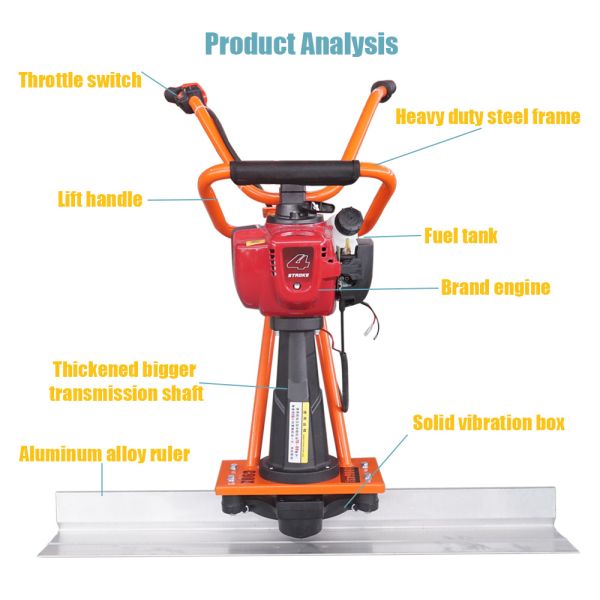 ZPC40 Petrol Concrete Leveling Screed Ruler Easy Operation Concrete Screed Tool
