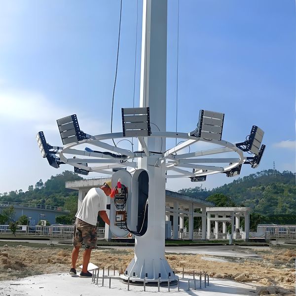 15m to 50m Adjustable High Pole Light Stadium High Mast Light Pole Hot Selling Galvanized High Mast Lighting Steel Pole