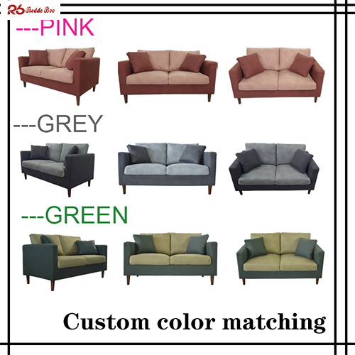Breathable Upholstered Cushion Linen Fabric Sofa Sets Living Room Furniture 2 Seater