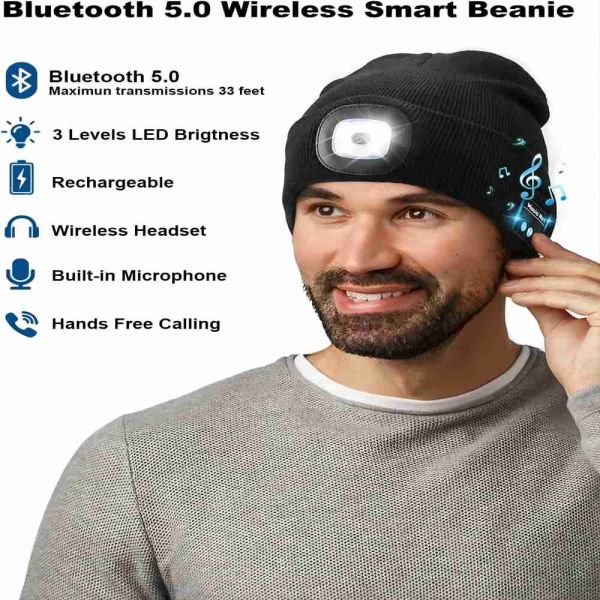 Wireless Earphones Bluetooth Headphones Hat With Lights Christmas Gifts