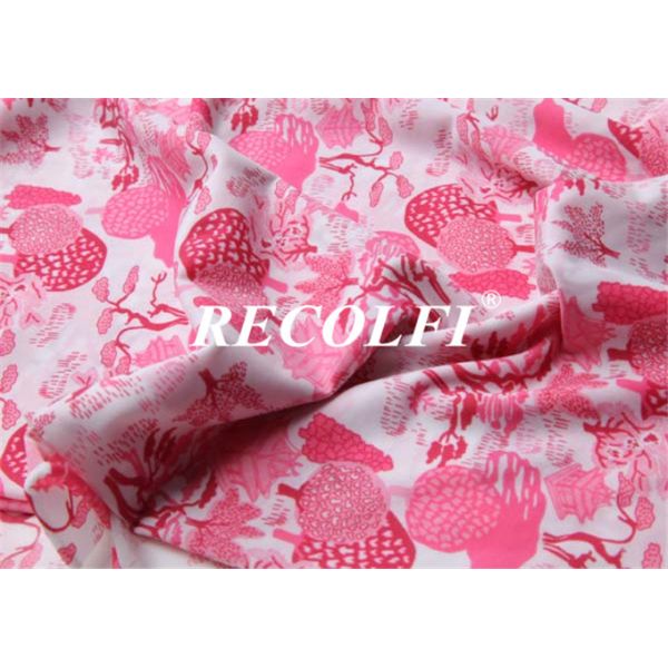 Pink Floral Printed Bikini Bondi Shiny Repreve Swimwear Fabric Washable