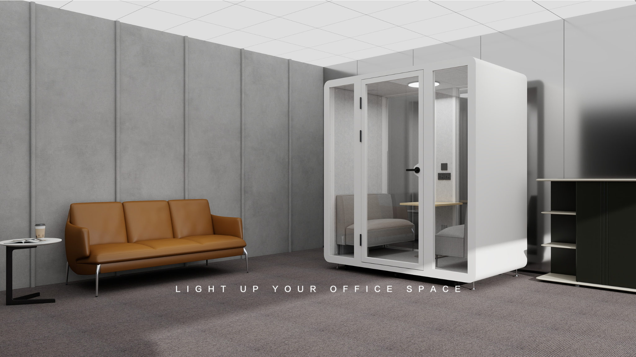 Cabina insonorizada elegante, cabinas de negocios blancas, cápsulas insonorizadas para oficina