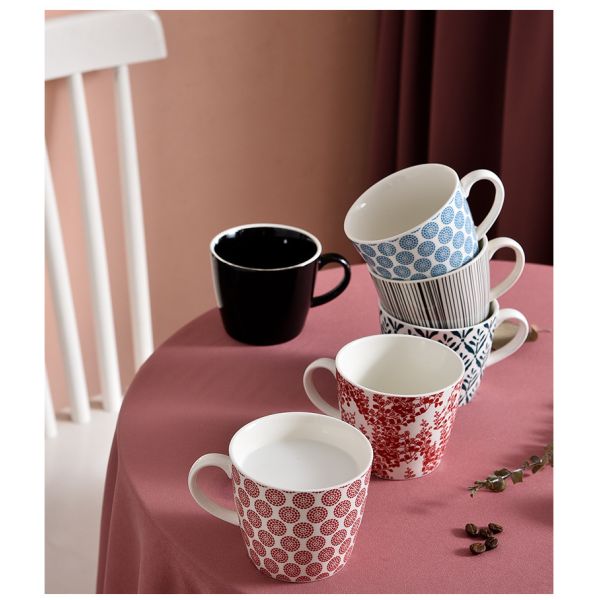 Round Colored Ceramic Porcelain Mugs Porcelain Latte Cups OEM