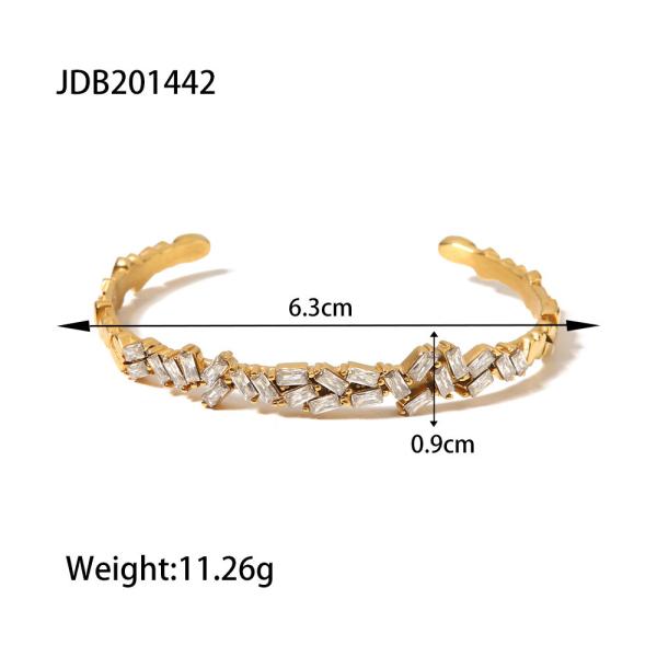  [HydroTi] Europe and the United States hot selling 18K gold-plated stainless steel zircon bracelet senior sense ins open bracelet titanium steel hand jewelry cross-border bracelet