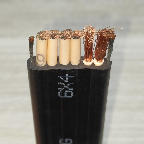 Cable plano de elevación de tamaño personalizado resistente al aceite de 450 V, cable de alimentación flexible