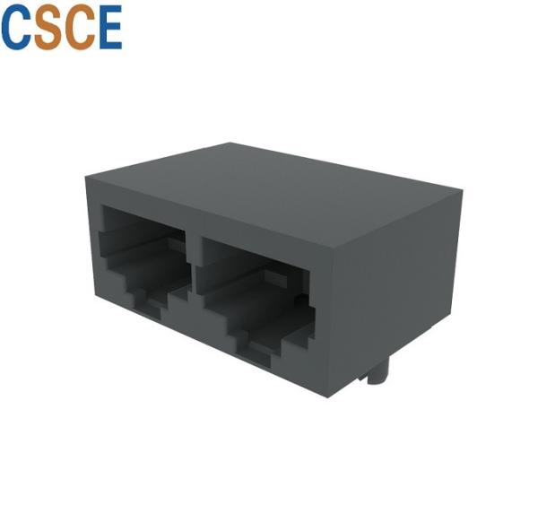 Flat Pin 8P8C Network Connector RJ45 1 X 2 For Ethernet Female Connector