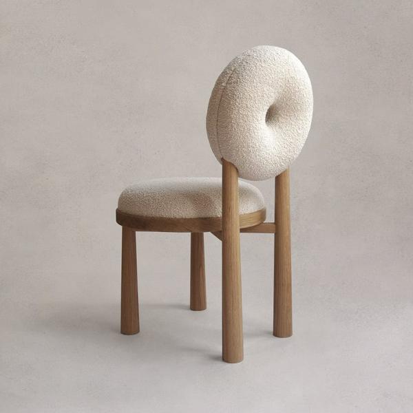 Oak Wooden Cashmere Dining Chairs Lamb Velvet For Modern Office