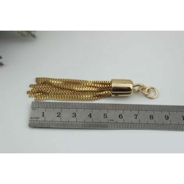 Decorative accessories 10mm light gold leather tassels end cord metal cap for handbag