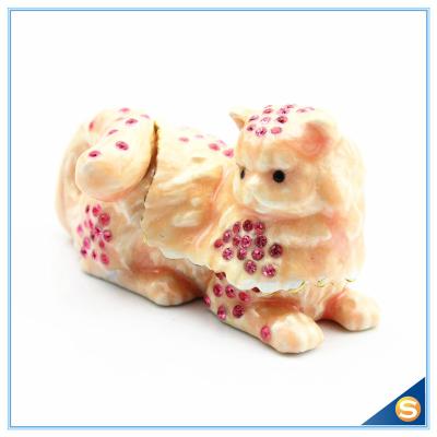 Yellow And Pink Cat Shape Crystal Trinket Box For Sale SCJ602