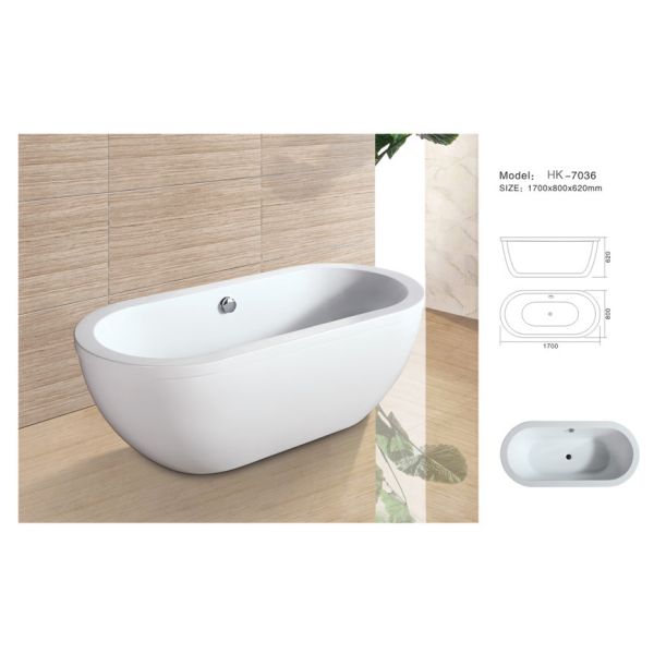 Modern Bathtub,Acrylic bathtub white color,Bathtub, seamless Bathtub. HK7036 Size:170X80X62CM