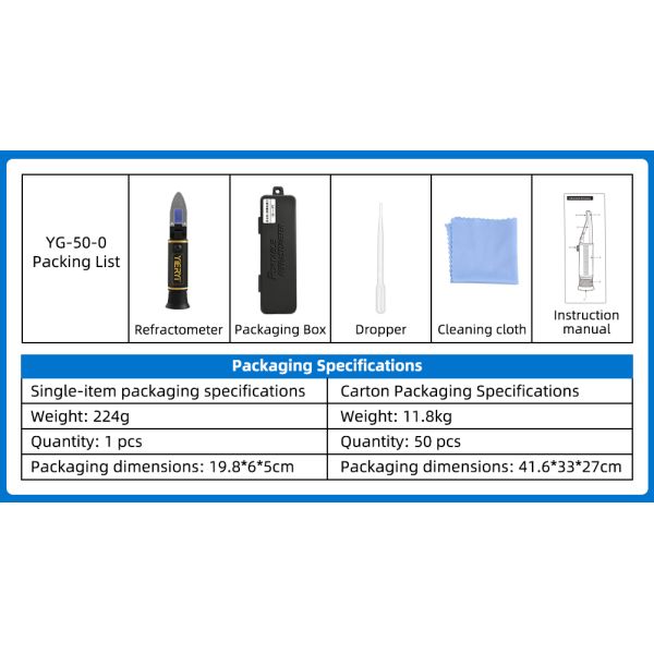 4-in-1 Multi-Fluid Hand Held Refractometer with ATC and High Accuracy ±0.2% for Glycol, Battery & Cleaning Fluids