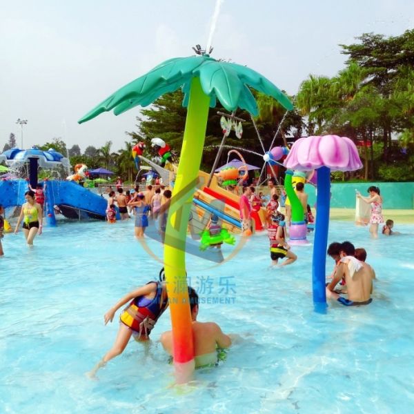 Leaf-shaped Fiberglass Splash Pad with 2.5m Height for Kid Water Play Equipment