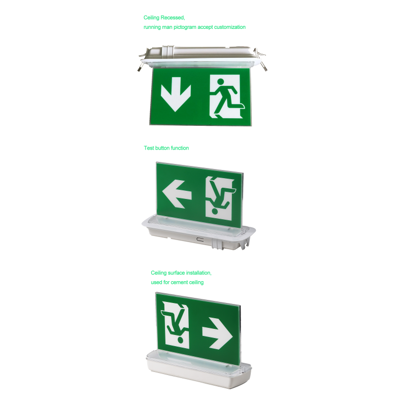 3W LED Ceiling Recessed Double Side Emergency Exit Sign Commercial L116N-E