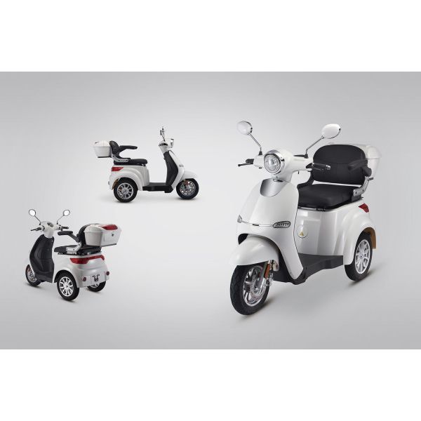 White Color 3 Wheel Mobility Trike , Three Wheel Electric Scooter With LED Light