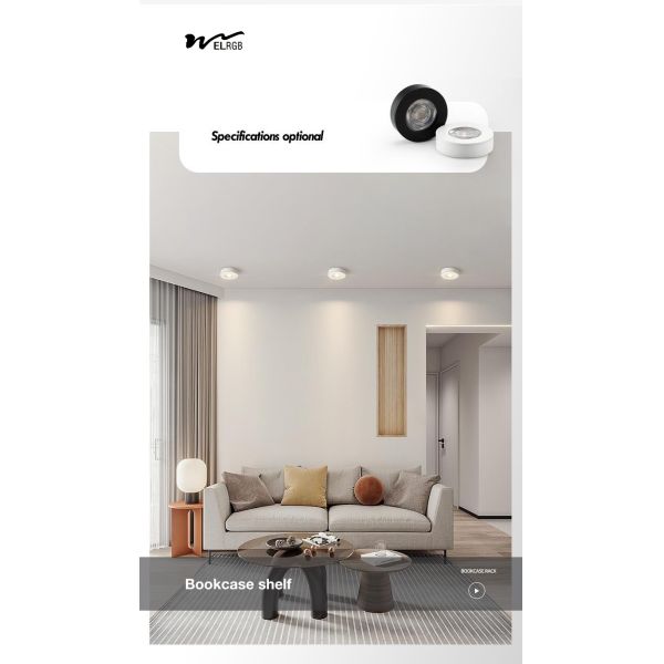 Anti-Glare Open-Mounted Spotlights for Residential 50000 Hours Working Time LED Light
