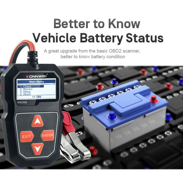 Аккумуляторный пробник 2000CCA Konnwei Kw208 12V для свинцовокислотных батарей