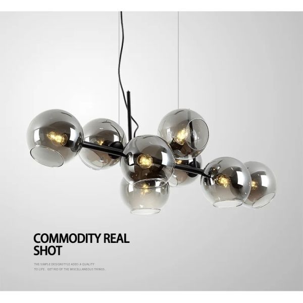 Nordic Glass Chandelier for Dining Room Kitchen Living Room Bedroom Glass Ball Black Ceiling Pendant Lamp (WH-AP-671)