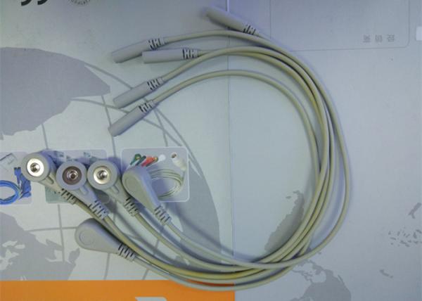 5 Leads Snap ECG Monitor Cable Leadwires , Compatible Din Style ECG Truck Cable
