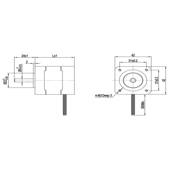 42mm Inner Rotor 24v Brushless Dc Motor 3 Phase 6 Poles 4000Rpm 24VDC