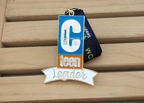 Die Stamped Enamel Navy Ribbon Medals For Souvenirs , Custom Race Medals