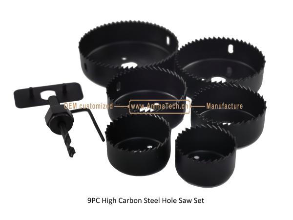 9PC High Carbon Steel Hole Saw Set