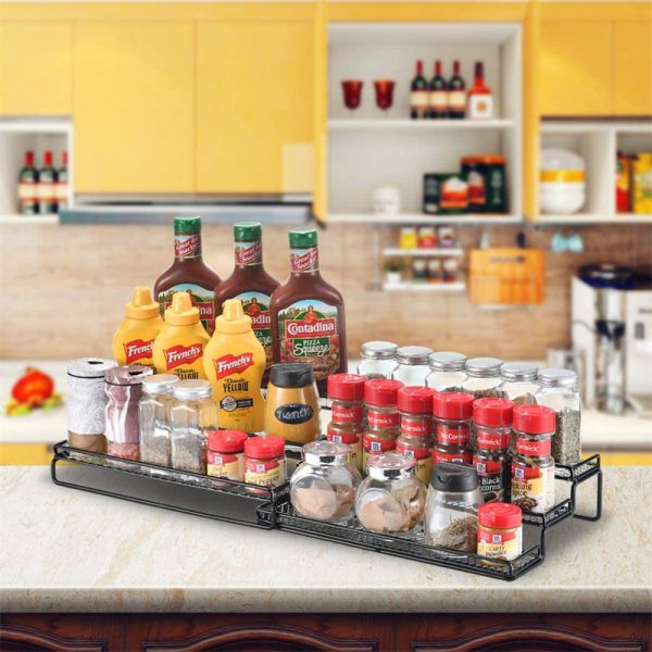 Standing Type Kitchen Bathroom Living Room Countertop 3 Layers Retractable Spice Rack