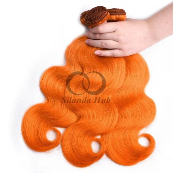 Orange Body Wave Remy Human Hair Bundles Sew In Weave Bundles Brazilian Bundle Deals